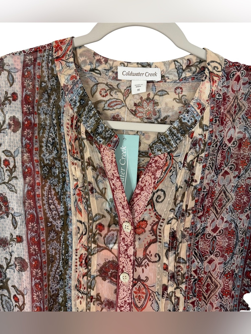 Coldwater Creek Boho Paisley Patchwork Maxi Dress Button Flowy NWT Sz 1X - Picture 5 of 16